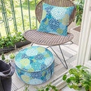 Inflatable Ottoman Stool D21 xH9 for Outdoor/Indoor Use, Water Repellent Patio Foot Rest Stool with Portable Handle,Round Pouf Ottoman Suitable for Garden,Deck and Camping - Dahlia Blue by CozyNest Decor