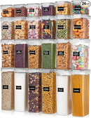 Vtopmart Airtight Food Storage Containers with Lids, 24 pcs Plastic Kitchen and Pantry Organization Canisters for Cereal, Dry Food, Flour and Sugar, BPA Free, Includes 24 Labels，Gray by CozyNest Decor