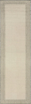nuLOOM 2' x 8' Outdoor Area Rug, Casual Design with Striped Border, Stain Resistant, Highly Durable, for Patio, Balcony, Bedroom, Living Room, Dining Room, Bathroom, Light Grey by CozyNest Decor