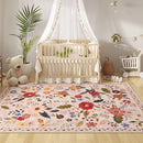 5x7 Washable Rug for Living Room, Pink Floral Area Rug, Non Slip Low Pile Soft Flower Carpet, Large Rugs for Bedroom, Dining Room, Office, Kids Playroom, Nursery, Pink/Beige by TinyTreasures Baby Boutique