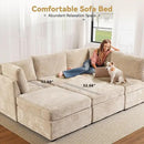 Modular Sectional Sofa with Chaise U Shaped Sectional Couch for Living Room, 8-Seater Comfy Cloud Couches with One Movable Ottoman, Plush Corduroy, Beige by CozyNest Decor