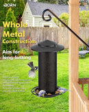 iBorn Bird Feeders for Outdoors, All Metal Mesh Tube, Holding Bird Seed for Outside Feeders,18cm Large Roof, Black, 2.8lb(Seed is not Included) by CozyNest Decor