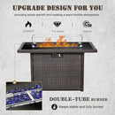Propane Fire Pit Table,44 Inch 55000 BTU Outdoor Gas Fire Pit Rectangular with Glass Wind Guard for Outside Patio Deck (Brown-Glass Top) by GreenHaven Gardens