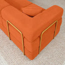 108" Oversized Convertible Sleeper Sofa Bed, Corduroy L Shape Sectional Couch, Folding Sofa Bed with Side Pocket, Modern Cloud Floor Mattress Couch, Modular Sofa for Living Room, Orange by CozyNest Decor