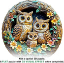 Wooden Puzzles for Adults - 3D Vision Effects Owl Family Wooden Jigsaw Puzzle - Unique Animal Shaped Wood Puzzles Adult - Creative Birthday Gift Family Game (300pcs) by TinyTreasures Baby Boutique