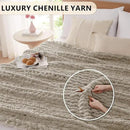 L'AGRATY Chunky Knit Blanket Throw: 50''x60'' Chenille Chunky Knitted Throw Blanket for Bed Couch - Handmade Thick Big Cable Knit Blanket - Large Crochet Rope Blanket for Home Decor(Light Linen) by CozyNest Decor