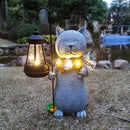 Solar Cat Garden Statues Outdoor Décor with Lantern- Cat Figurines Solar LED Light Lawn Ornaments - Yard Decorations for Patio, Balcony, Backyard -Unique House Warming Gifts for Mom by CozyNest Decor