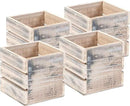 Wood Planter Box with Wine Crate Styled, 5 Inch Square, Whitewash, Plastic Liner, Garden Centerpiece Display, Wedding Flowers Holder, Home and Venue Decor (5x5 Wine Crate Set of 4, Whitewash) by GreenHaven Gardens