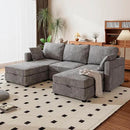 mestyl Modular Sectional Sofa Convertible U Shaped Sofa Couch Set with Storage for Living Room, Modern 3 Seater Modular Sectional Couch with 2 Movable Ottoman (Grey) by CozyNest Decor