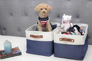 DECOMOMO Storage Baskets for Shelves - Fabric Closet Organizers and Storage Bins, Perfect Baskets for Organizing Closet Toys Nursery (Navy Blue and White, XL - 3 Pack) by CozyNest Decor
