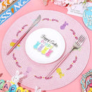 Whaline 4Pcs Round Bunny Easter Placemats Pink Rabbit Embroidered Place Mats Spring Cute Rabbit Dinner Table Mat Easter Dining Kitchen Table Mats for Home Wedding Baby Shower Birthday Party Decor by CozyNest Decor