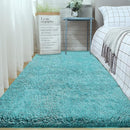 2x6 Runner Rug for Bedroom: Fluffy Shag Soft Washable Rugs Small Fuzzy Plush Indoor Carpet for Hallway Bedside Dorm Kids Girls Boys Room (Teal Blue, 2'x6') by TinyTreasures Baby Boutique