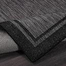 CAMILSON Indoor Outdoor Rug, 10x14 Bordered Dark Grey Black Modern Large Area Rugs for Indoor and Outdoor Patios, Kitchen and Hallway Mats, Washable Porch Deck Outside Carpet (Bordered Black, 10 x 14) by CozyNest Decor