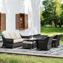 Joyside Wicker Patio Furniture Sets, 7 Pieces Upgraded Large Size Outdoor Furniture with Swivel Rocking Patio Chairs, 3-Seat Sofa, Outdoor Ottoman and Coffee Table, Thick Cushions, Wide Armrest by GreenHaven Gardens