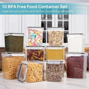 Vtopmart 10 PCS Flour and Sugar Storage Container, Large Airtight Food Canisters with Lids for Kitchen, Pantry Organization, BPA Free, Black by CozyNest Decor