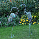 Kircust Garden Crane Statues, Standing Metal Patina Heron Decoy Outdoor Statue, 42-46 Inch Bird Yard Art for Patio Lawn Pond, Set of 2 by GreenHaven Gardens
