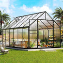 Amerlife 8x11.5x7 FT Polycarbonate Greenhouse for Outdoors, Walk-in Design with Aluminum Frame, 2 Windows and Swing Door, Heavy-Duty Greenhouse Construction for Garden, Black by GreenHaven Gardens