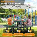 Metal Picnic Tables for Kids for Outdoors with Umbrella Hole - Coated Steel Heavy Duty Commercial Grade Table with Adjustable Seats (Green, 38 in, Kids, Expanded Steel) by GreenHaven Gardens