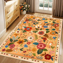 Floral 4x6 Area Rug Machine Washable Soft Print Boho Carpet Non Slip Doormat Low Pile Flower Area Rugs for Living Room Bedroom Nursery Kitchen Dining Room Indoor-Yellow/Orange by TinyTreasures Baby Boutique