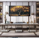 Tree Painting Wall Art for Office - Hand Painted Gold and Black Canvas Wall Art for Living Room - Black Framed Wall Art for Bedroom Size 29" x 59" by CozyNest Decor
