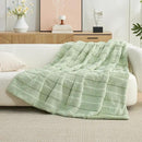 Amélie Home Luxury Striped Faux Fur Throw Blanket for Couch, Embossed Split Fur Cozy Fuzzy Fluffy Luxurious Soft Plush Sofa Chair Bed Gift Blankets for Women Men Wife Friend, 55"x70", Sage Green by CozyNest Decor