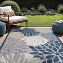 Beverly Rug Outdoor Rug 9x12 Large Modern Floral Tropical Area Rugs for Indoor and Outdoor Patio Easy to Clean Non Shedding Living Room Porch Garden Washable Outside Carpet (9 x 12 Blue) by CozyNest Decor