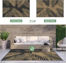 GENIMO Outdoor Rug 5' x 8' Waterproof for Patios Clearance, Reversible Outdoor Plastic Straw Camping Rug Carpet, Large Area Rugs Mats for RV, Picnic, Backyard, Deck, Balcony, Porch, Beach, Black&Brown