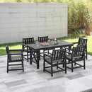 7 Pieces HDPE Outdoor Dining Set, Patio Dining Set with Umbrella Hole, All Weather Outdoor Dining Table Sets for 6, HDPE Patio Furniture Sets for Deck, Backyard, Lawn, and Poolside, Obsidian by CozyNest Decor
