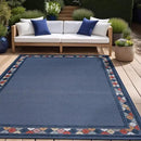 Beverly Rug Outdoor Rug 6x9 Modern Bordered Area Rugs for Indoor and Outdoor Patio Easy to Clean Non Shedding Living Room Porch Garden Washable Outside Carpet (6 x 9 Blue) by CozyNest Decor
