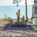 GENIMO Outdoor Rug 9' x 12' Patio Waterproof, Foldable Reversible Plastic Straw Area Rugs Mat for Camper Decor, Outside Carpet for Rv, Deck, Porch, Picnic, Beach, Balcony, Blue & Grey by GreenHaven Gardens