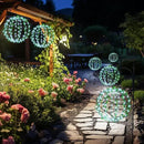 Joomer Solar Hanging Lights Outdoor, 2 Pack 12in 120 LED Solar Globe Lights, 8 Modes Waterproof Foldable Metal Sphere Light with Hook for Garden Yard Porch Decor- White (Ball with Green Leaf) by GreenHaven Gardens