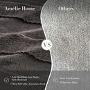 Amélie Home Luxury Striped Faux Fur Throw Blanket for Couch, Embossed Split Fur Cozy Fuzzy Fluffy Luxurious Soft Plush Sofa Chair Bed Gift Blankets for Women Men Wife Friend, 88"x90", Charcoal Gray by CozyNest Decor
