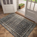 Washable 3x5 Entryway Rug Indoor, Boho Non-Slip Silicone Backing Small Rugs for Kitchen Nursery Office Bedroom, 0.3" Neutral Oriental Throw Carpet with 0.16" Cushioning Pad, Black/Multi by TinyTreasures Baby Boutique