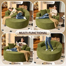 ovios 58" Oversized Round Chair Lounge Chaise Indoor, No Assembly Required, Cloud Large Circle Chair with Plush Fuax Fur, Fluffy Modern Sleeper Sofa Bed for Reading Yoga, Green (Cloud Velvet) by CozyNest Decor
