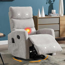Manual Swivel Rocker Recliner Chair for Adults, Overstuffed Reclining Glider Chair for Nursing with Vibration Massage & Heat, Living Room Rocking Recliner 3-Stage backrest, Chenille Fabric Light Gray by CozyNest Decor