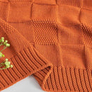 CozeCube Check Knit Throw Blanket, Rust Orange Checkered Throw for Couch, Decorative Christmas Soft Cozy Warm Knitted Blanket for Bed Sofa Living Room, 60"X80" by CozyNest Decor