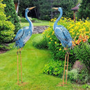 Nacome Large Standing Blue Metal Crane Garden Statue: Indoor Outdoor Heron Animal Sculpture for Patio Backyard Porch Yard Bird Art Lawn Decor - 36.6inch Gifts for Grandma Mom by GreenHaven Gardens