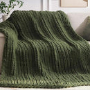 Chunky Knit Throw Blanket, 50''*60'' Knitted Throw Chenille Yarn for Bed Couch, Handmade Green Crochet Big Thick Blanket, Machine Washable Cute Comfy Blanket for Home Decor by CozyNest Decor