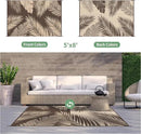 GENIMO Outdoor Rug 5' x 8' Waterproof for Patios Clearance, Reversible Outdoor Plastic Straw Camping Rug Carpet, Large Area Rugs Mats for RV, Camper, Deck, Balcony, Porch, Beach, Picnic, Coffee&Beige by CozyNest Decor