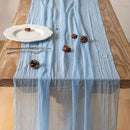 6pcs Light Blue Gauze Rustic Cheesecloth Table Runner 120 Inch 10 FT for Wedding Baby Shower Bridal Shower Birthday Engagement Garden Outdoor Party Long Sheer Boho Decorations by CozyNest Decor