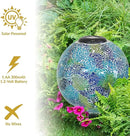 Sunnydaze 10 inch Solar Gazing Ball for Garden - Glass Outdoor Gazing Globe - Crackled Azul Terra by CozyNest Decor