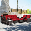 Joyside 9 Piece Patio Furniture Set, Outdoor Wicker Conversation Sets with Swivel Rocker Chairs and Sofa, Thick Cushion, Rattan Patio Sectional for Porch, Deck Use (Brown/Red, 9 PCS) by GreenHaven Gardens