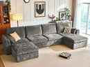 Oversized Modular Sofa Comfy Cloud Couch with Storage, Extra Deep Plush Sectional Sofa Set for Living Room, Covers Washable, Chenille, Olar (Grey, 6-Seater with 2 Ottomans, u-Shaped) by CozyNest Decor