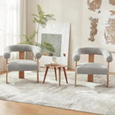 VKNOW Accent Chair Living Room Chair, Modern Upholstered Armchair with Solid Wood Legs, Comfy Barrel Arm Chairs for Living Room Bedroom, Light Grey by CozyNest Decor