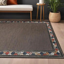 Beverly Rug Outdoor Rug 4x6 Modern Bordered Area Rugs for Indoor and Outdoor Patio Easy to Clean Non Shedding Living Room Porch Garden Washable Outside Carpet (4 x 6 Brown) by CozyNest Decor