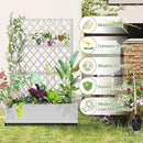 Metal Planter Trellis Box with Wheels & Drain Plug Outdoor Raised Garden Bed Patio Privacy Screen with Planter for Climbing Plants, Vegetables 73"x47"x16" White-Diamond by GreenHaven Gardens