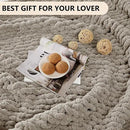 L'AGRATY Chunky Knit Blanket Throw: 50''x60'' Chenille Chunky Knitted Throw Blanket for Bed Couch - Handmade Thick Big Cable Knit Blanket - Large Crochet Rope Blanket for Home Decor(Light Linen) by CozyNest Decor