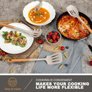 QMVESS Silicone Cooking Utensils Set, Kitchen Utensils Set 7 Pcs with Long Wooden Handle, Food Grade and Heat Resistant Large Silicone Spatula Set for Nonstick Cookware, BPA Free（Khaki） by CozyNest Decor