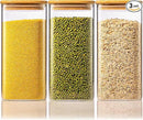 57oz - 3 Pack Square Glass Jars with Bamboo Lids, Glass Food Storage Containers with Airtight Lids for Kitchen, Air Tight Pantry Storage Containers for Cereal, Pasta, Rice, Sugar, Coffee, Spice by CozyNest Decor