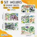 Safari Animal Wall Decals for Kids by Lipastick-Peel and Stick Jungle Stickers Giraffe, Elephant, Hippo, Palm Tree, Parrot for Toddlers Room, Nursery, Playroom, Classroom, Daycare Decor Art- S Size by TinyTreasures Baby Boutique
